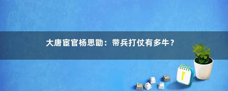 大唐宦官杨思勖：带兵打仗有多牛？