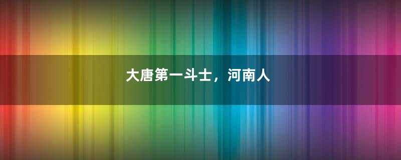 大唐第一斗士，河南人
