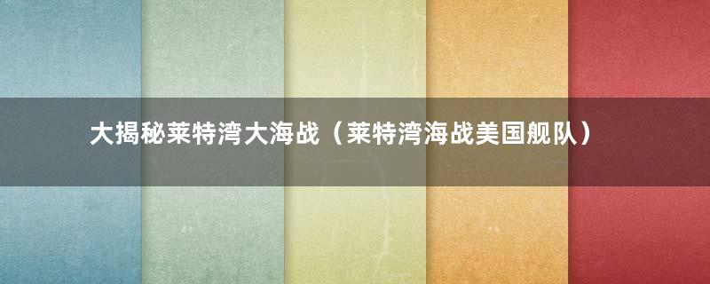 大揭秘莱特湾大海战（莱特湾海战美国舰队）
