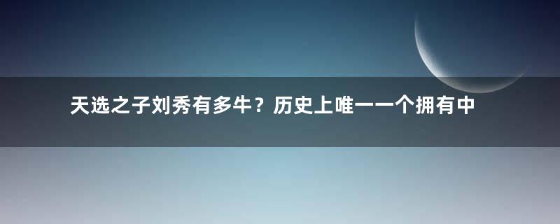 天选之子刘秀有多牛？历史上唯一一个拥有中兴之君和定鼎帝王头衔的皇帝