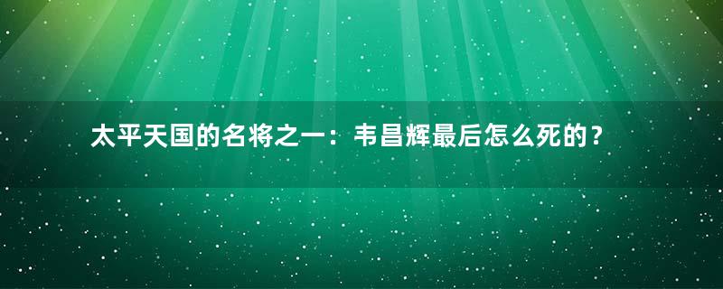 太平天国的名将之一：韦昌辉最后怎么死的？