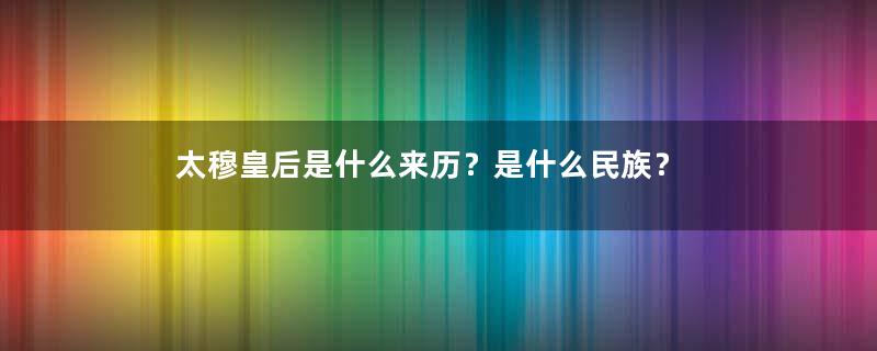 太穆皇后是什么来历？是什么民族？