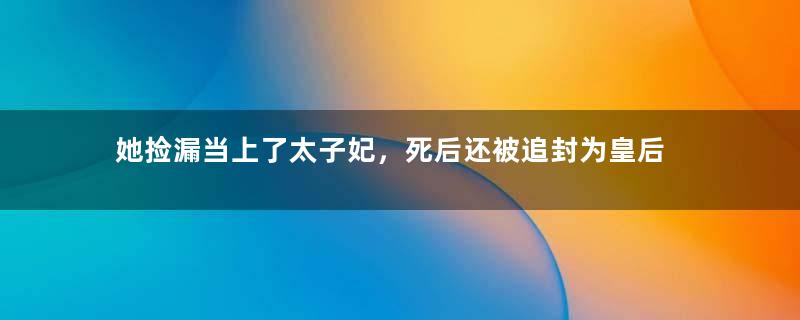 她捡漏当上了太子妃，死后还被追封为皇后