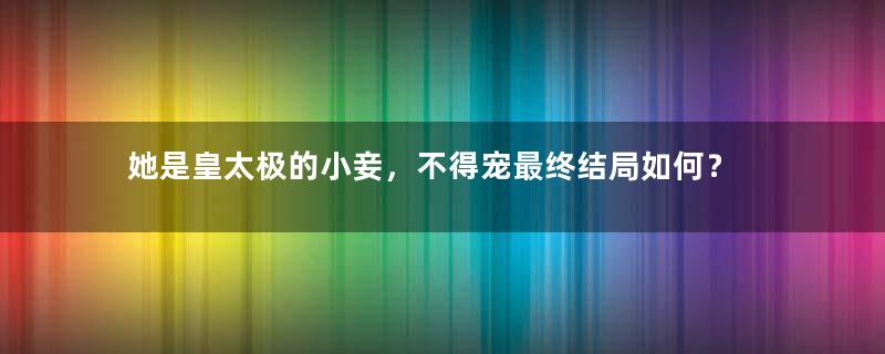 她是皇太极的小妾，不得宠最终结局如何？