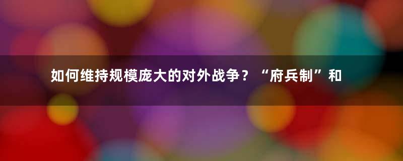 如何维持规模庞大的对外战争？“府兵制”和“均田制”的双重保障