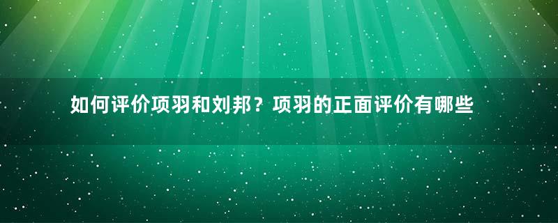 如何评价项羽和刘邦？项羽的正面评价有哪些？