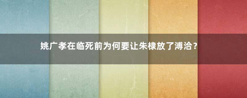 姚广孝在临死前为何要让朱棣放了溥洽？