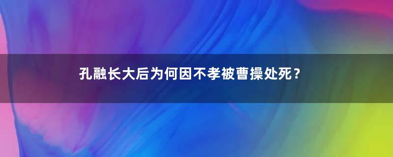 孔融长大后为何因不孝被曹操处死？