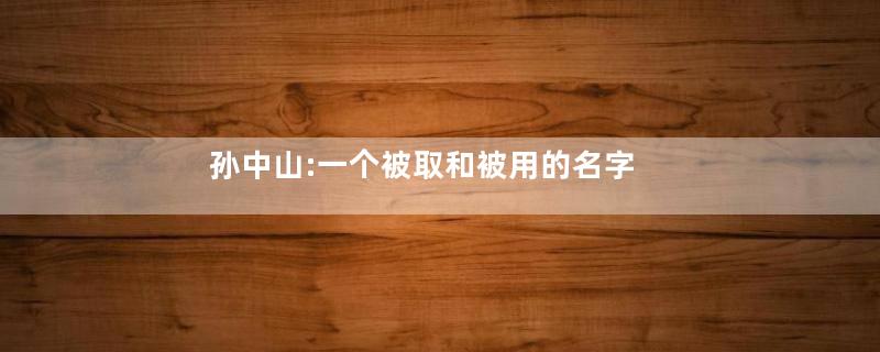 孙中山:一个被取和被用的名字