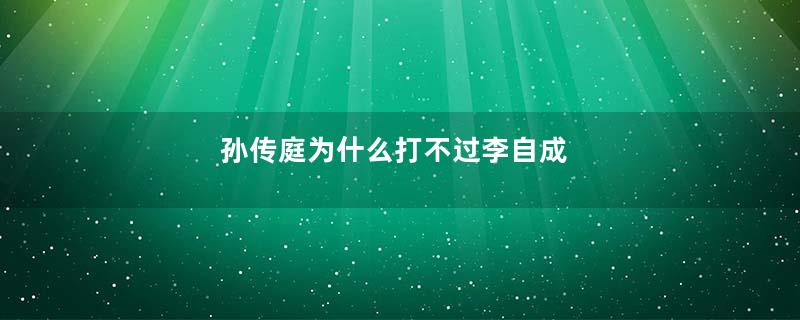 孙传庭为什么打不过李自成