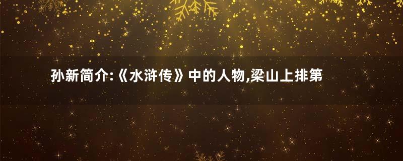 孙新简介:《水浒传》中的人物,梁山上排第一百位