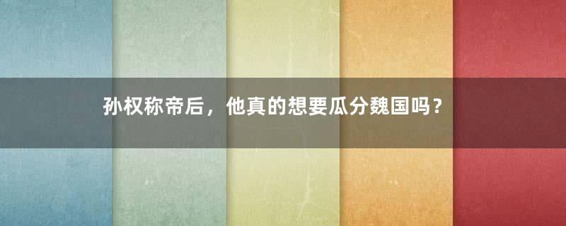 孙权称帝后，他真的想要瓜分魏国吗？