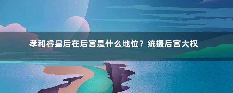 孝和睿皇后在后宫是什么地位？统摄后宫大权54年