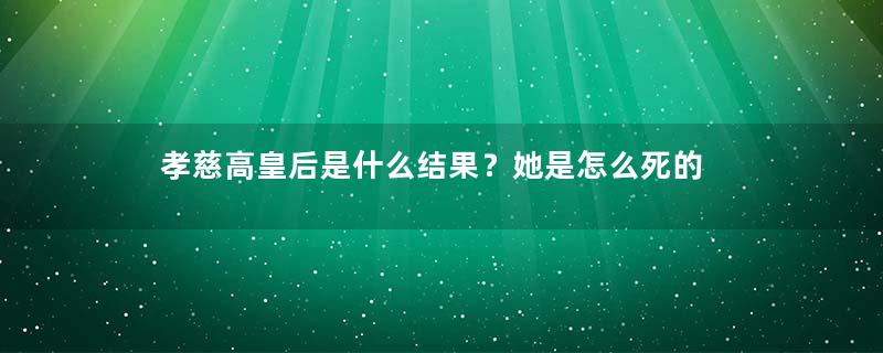 孝慈高皇后是什么结果？她是怎么死的