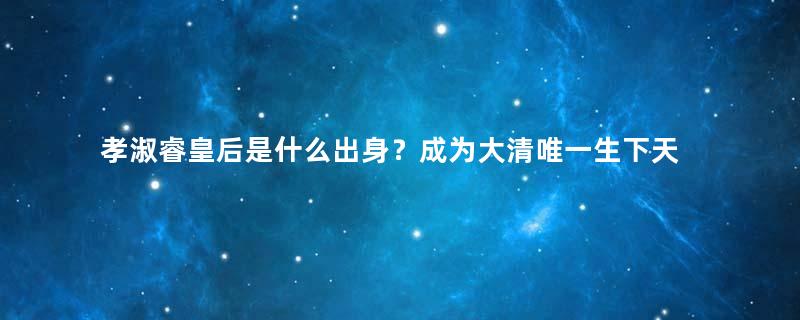 孝淑睿皇后是什么出身？成为大清唯一生下天子嫡后