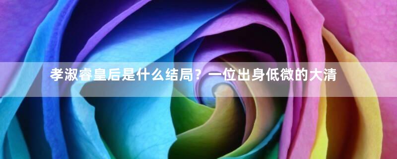孝淑睿皇后是什么结局？一位出身低微的大清皇后，儿子也做了皇帝