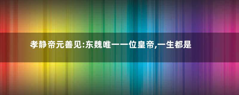 孝静帝元善见:东魏唯一一位皇帝,一生都是傀儡