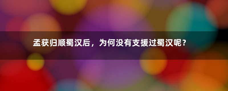 孟获归顺蜀汉后，为何没有支援过蜀汉呢？