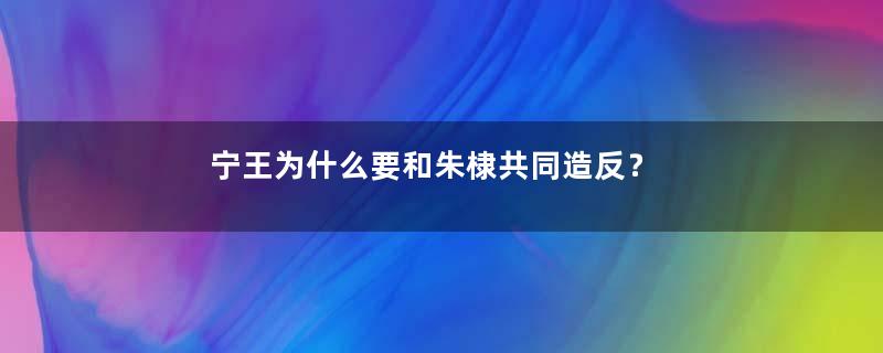 宁王为什么要和朱棣共同造反？