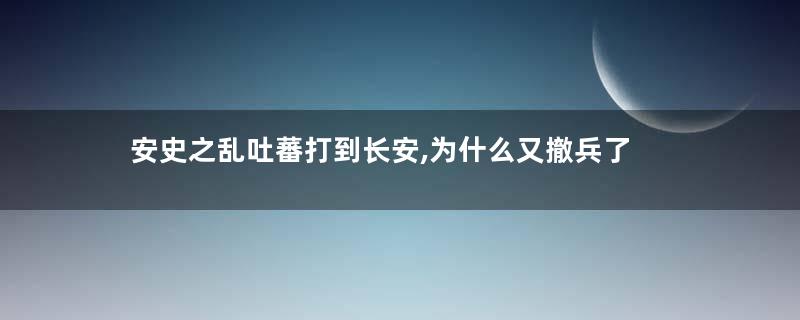 安史之乱吐蕃打到长安,为什么又撤兵了