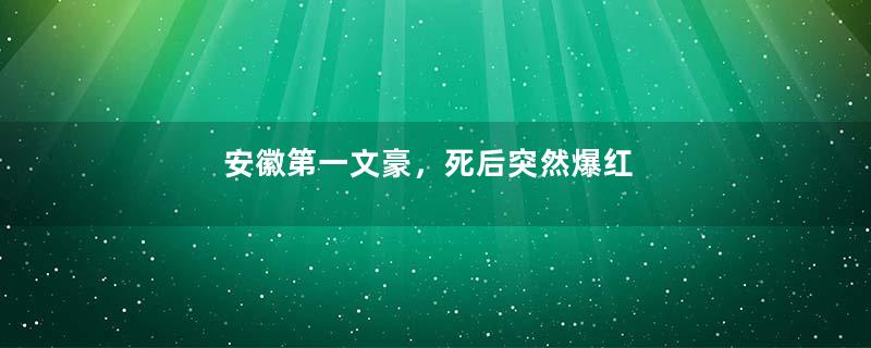 安徽第一文豪，死后突然爆红
