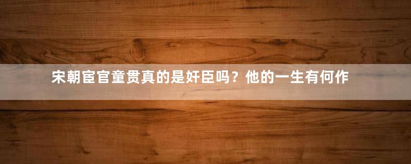 宋朝宦官童贯真的是奸臣吗？他的一生有何作为？