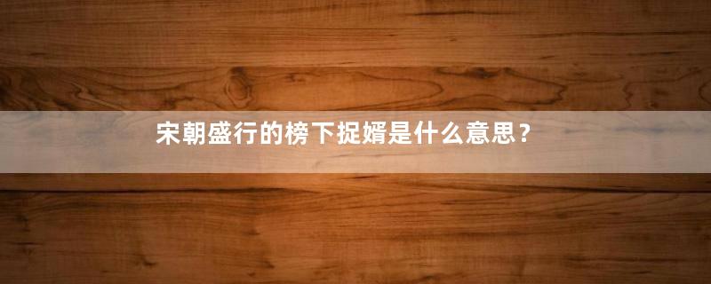 宋朝盛行的榜下捉婿是什么意思？
