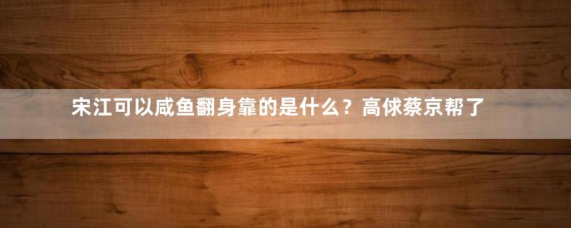 宋江可以咸鱼翻身靠的是什么？高俅蔡京帮了不少忙