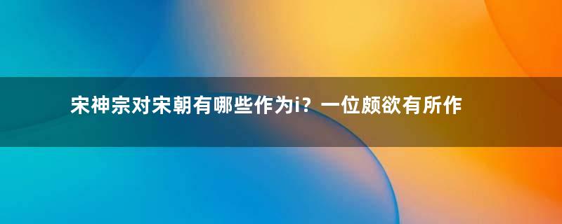 宋神宗对宋朝有哪些作为i？一位颇欲有所作为的君主