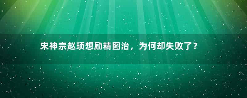 宋神宗赵顼想励精图治，为何却失败了？