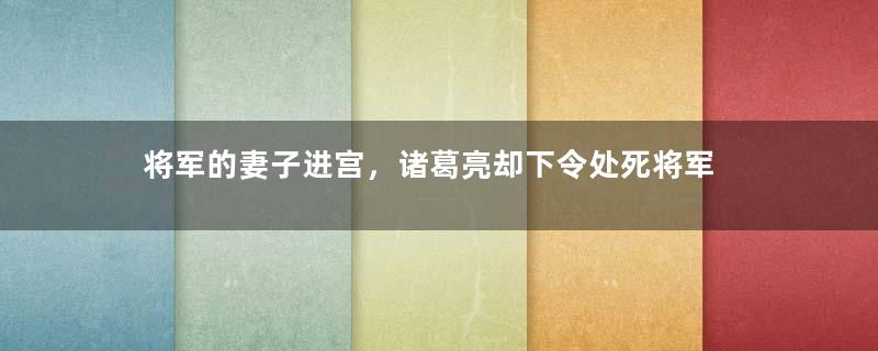 将军的妻子进宫，诸葛亮却下令处死将军