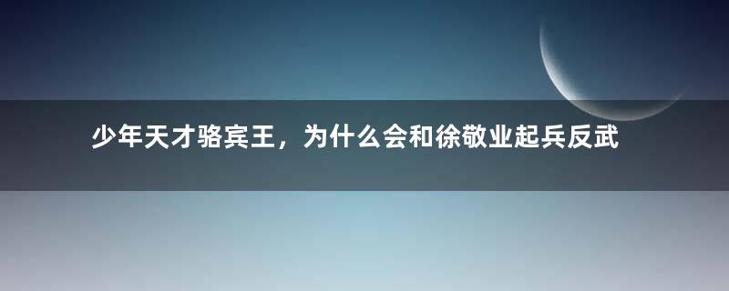 少年天才骆宾王，为什么会和徐敬业起兵反武则天？