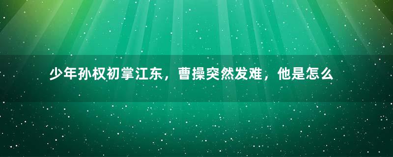 少年孙权初掌江东，曹操突然发难，他是怎么解决的？