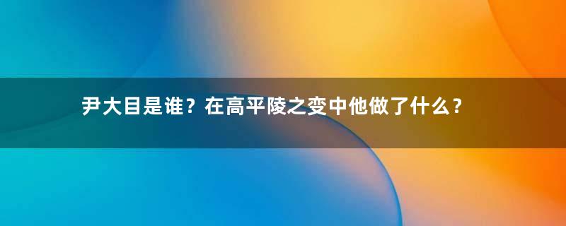 尹大目是谁？在高平陵之变中他做了什么？