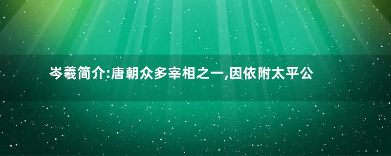 岑羲简介:唐朝众多宰相之一,因依附太平公主而被诛杀