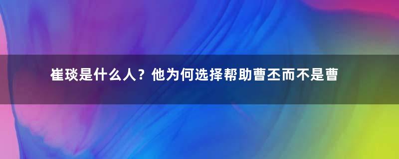 崔琰是什么人？他为何选择帮助曹丕而不是曹植