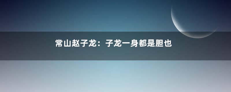 常山赵子龙：子龙一身都是胆也