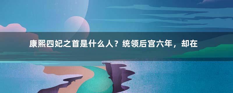 康熙四妃之首是什么人？统领后宫六年，却在宫中孤独终老