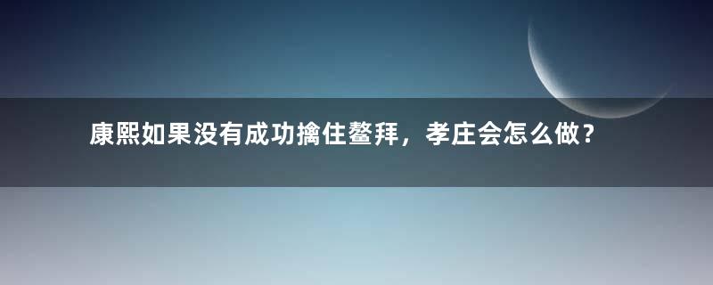 康熙如果没有成功擒住鳌拜，孝庄会怎么做？