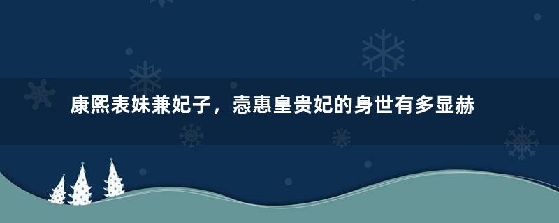 康熙表妹兼妃子，悫惠皇贵妃的身世有多显赫？