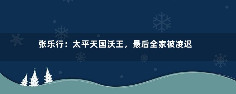 张乐行：太平天国沃王，最后全家被凌迟