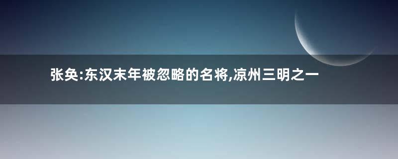 张奂:东汉末年被忽略的名将,凉州三明之一