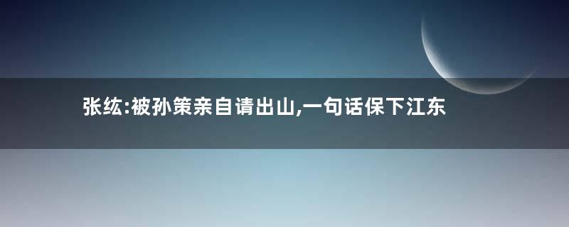 张纮:被孙策亲自请出山,一句话保下江东