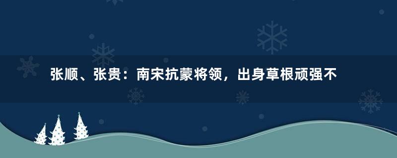 张顺、张贵：南宋抗蒙将领，出身草根顽强不屈