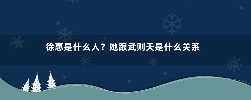 徐惠是什么人？她跟武则天是什么关系