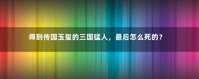 得到传国玉玺的三国猛人，最后怎么死的？