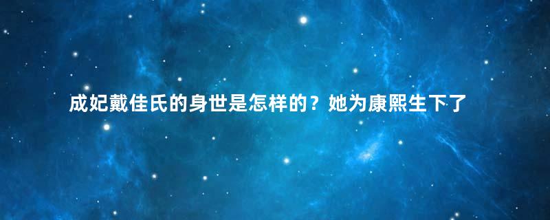 成妃戴佳氏的身世是怎样的？她为康熙生下了第几位皇子？