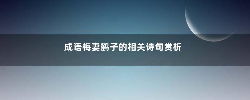 成语梅妻鹤子的相关诗句赏析