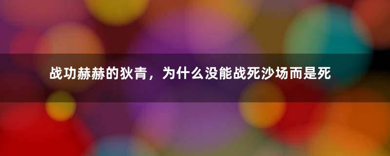 战功赫赫的狄青，为什么没能战死沙场而是死在口诛笔伐之下？