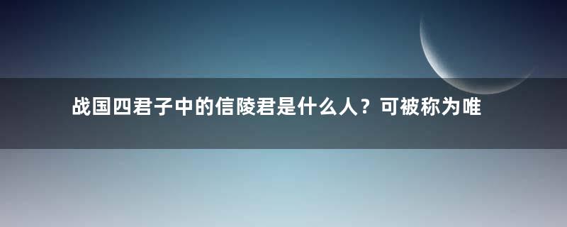 战国四君子中的信陵君是什么人？可被称为唯一的真君子